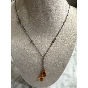 Lori Lori Faceted Bead Paper Clip Chain Drop Necklace 16.5"